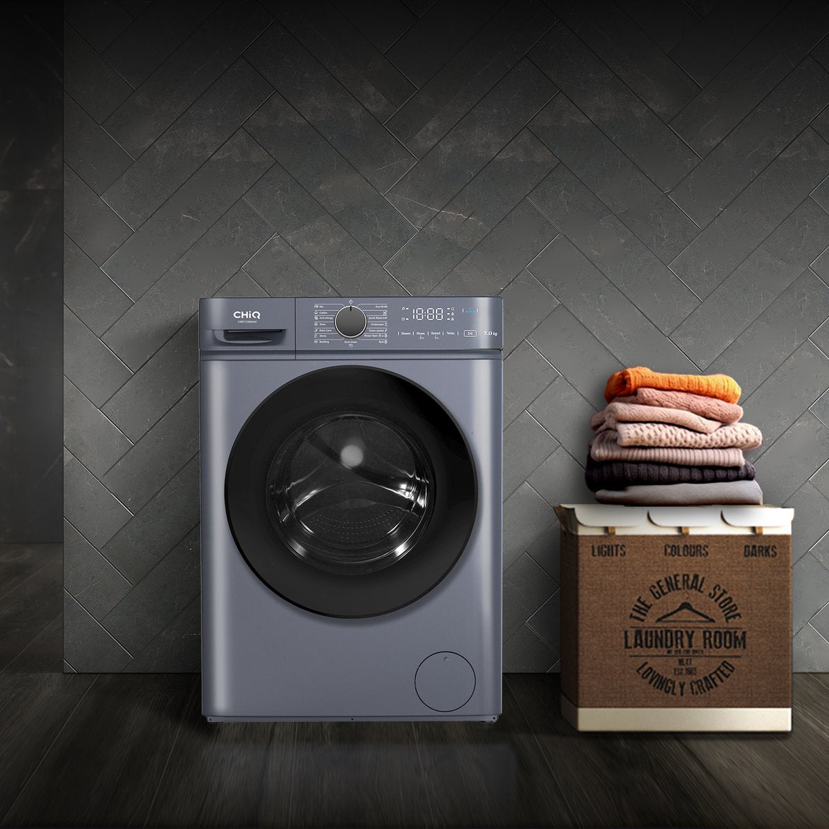CHiQ CW07123863AX - Wasmachine - 7 KG - Space Pro - 16 programma's - AI Smart - Stoomwassen & Quick Wash - 12 jaar garantie op motor - Energieklasse A