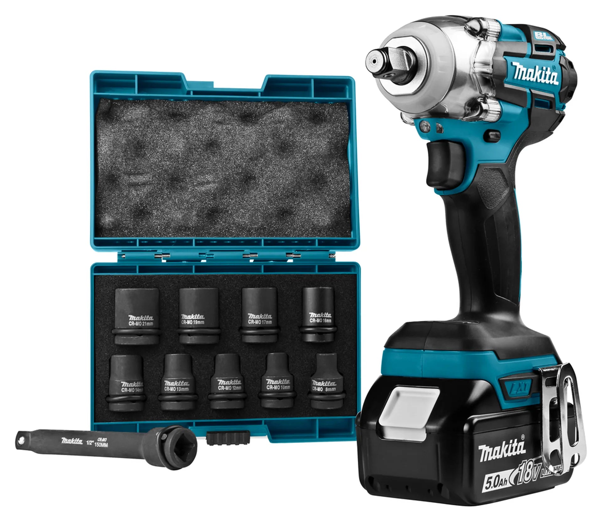 Makita DTW285RTJX 18V Li-Ion accu Slagmoersleutel set (2x 5,0Ah accu) in Mbox - 280Nm - 1/2'' - Gereedschap