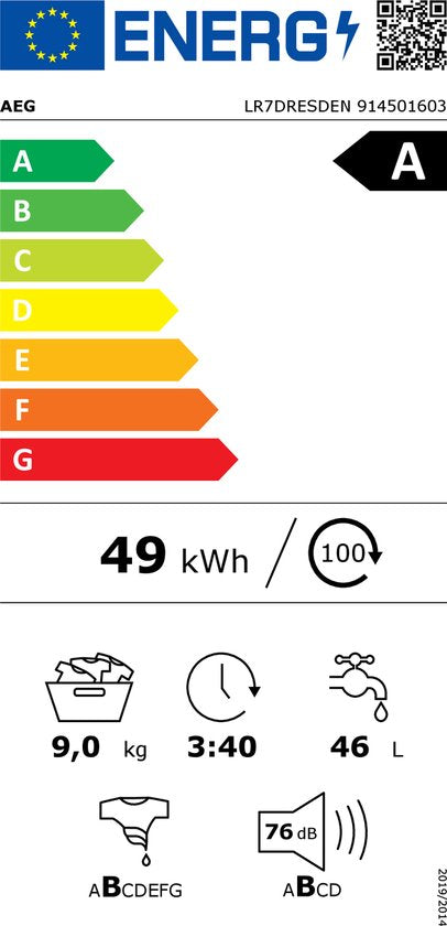 AEG LR7696UD4 7000 Serie ProSteam UniversalDose - Wasmachine - Energielabel A - 1600 toeren - 8 kg