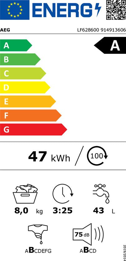 AEG LF628600 6000 serie ProSense® - Wasmachine - Energielabel A - 1600 toeren - 8 kg