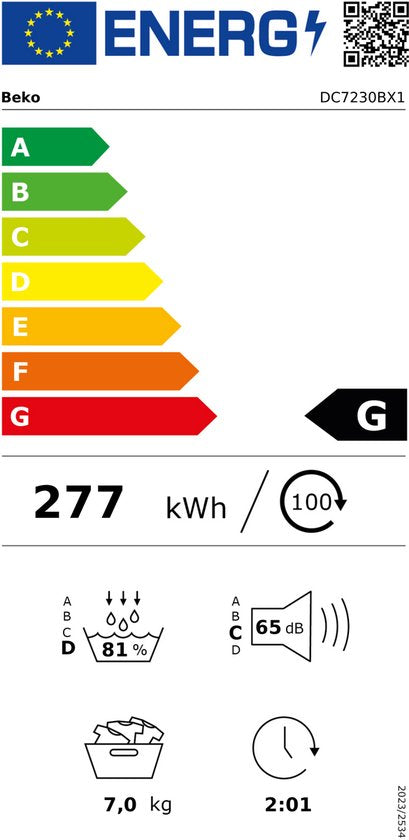 Beko DC7230BX1 - 7 kg condensdroger