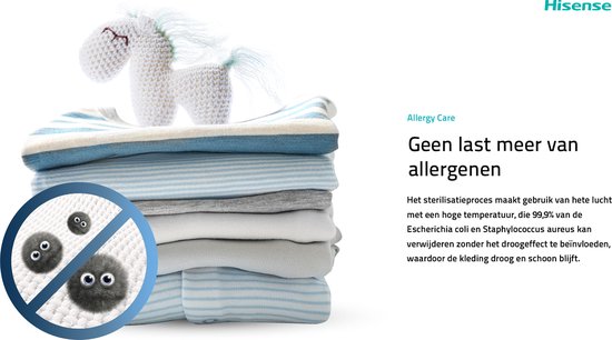 Hisense 3S Serie DH3S802BW2 - Wasdroger met Energielabel D - Warmtepompdroger - 8kg - ConnectLife - Trommelverlichting - AutoDry - Allergy Care