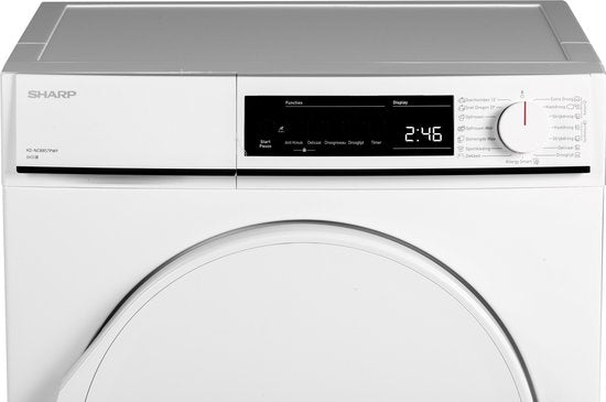 Sharp KDNCB8S7PW91BX - condensdroger - 15 programma's - trommelverlichting - wit