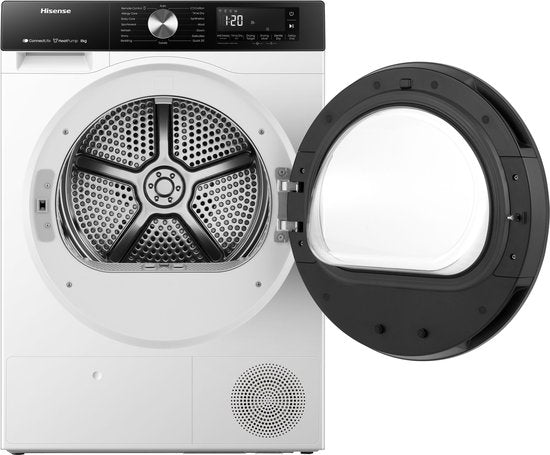 Hisense 3S Serie DH3S802BW2 - Wasdroger met Energielabel D - Warmtepompdroger - 8kg - ConnectLife - Trommelverlichting - AutoDry - Allergy Care
