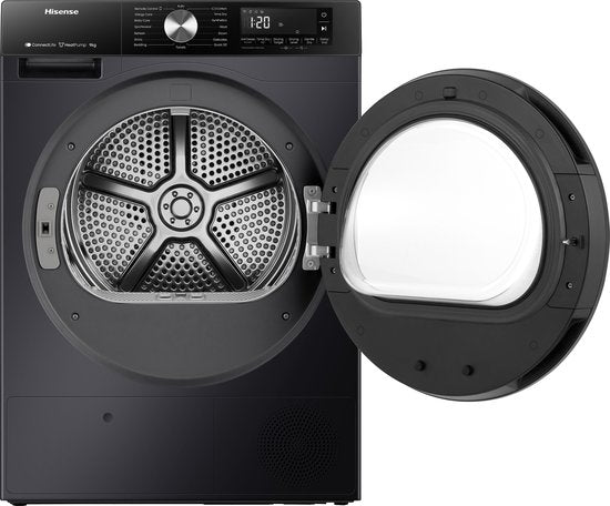 Hisense 3S Serie DH3S902BB3 - Zwarte Wasdroger met Energielabel C - Warmtepompdroger - 9kg - ConnectLife - Trommelverlichting - AutoDry - Quick Dry - Allergy Care