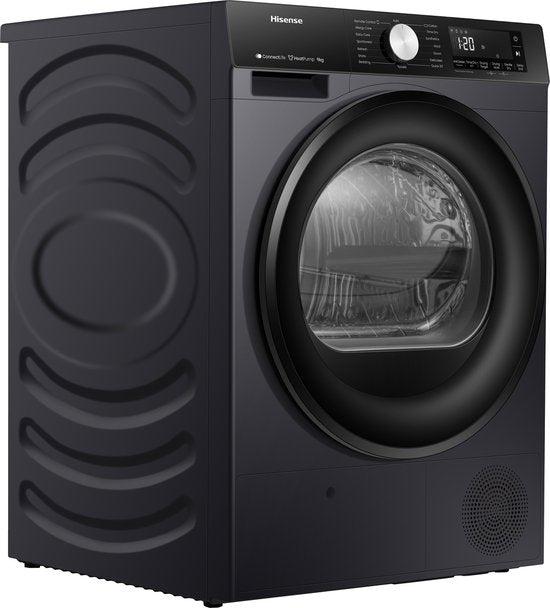 Hisense 3S Serie DH3S902BB3 - Zwarte Wasdroger met Energielabel C - Warmtepompdroger - 9kg - ConnectLife - Trommelverlichting - AutoDry - Quick Dry - Allergy Care